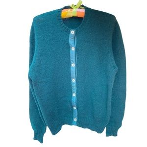 Brooks Brothers Vintage Ladies Cardigan Hunter Green Grosgrain Ribbon Size S EUC